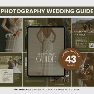 Wedding Guide for Photographers, Wedding Guide Template, Canva Template, Engagement Guide, Client Guides, AERI, Editable Canva