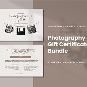 Chèque-cadeau photographique | de Bon cadeau | de Carte-cadeau de photographie | Modèle de toile | Modifiable | Imprimable 5 x 7
