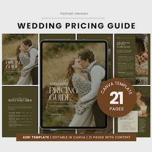 Wedding Pricing Guide for Photographers, Portrait Version, Canva Template, Photography Guide, Client Guide Template, AERI Template