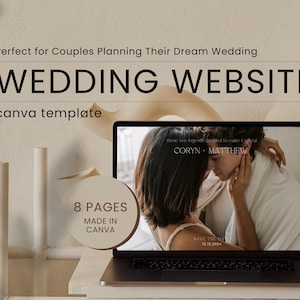 Coryn Wedding Website Template | Canva | Fully Editable | Digital Invitation | Wedding Invitation | Wedding Announcement | Website Template