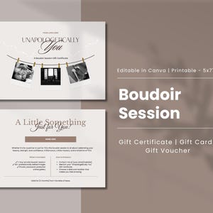 Boudoir Photoshooting Geschenkgutschein | Geschenkgutschein Vorlage | Fotografie Geschenk Karte Vorlage | Canva Vorlage | Bearbeitbar | Druckbar 13 x 18