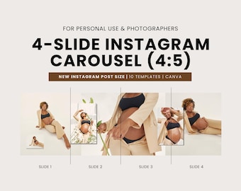 4 Slide Carousel Template (4:5) | For Social Media and Photographers | New Instagram Post Size | Canva Editable | 10 Template | Carousel