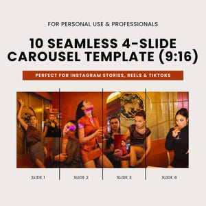 4 Slide Seamless Carousel Template (9:16) | 10 Canva Templates | For IG Stories, Reels, TikTok | Customizable | Instagram Carousel