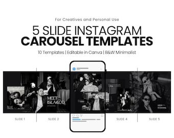 Minimalist Instagram Carousel Template: Black and White, 10 Slides (Canva Editable)