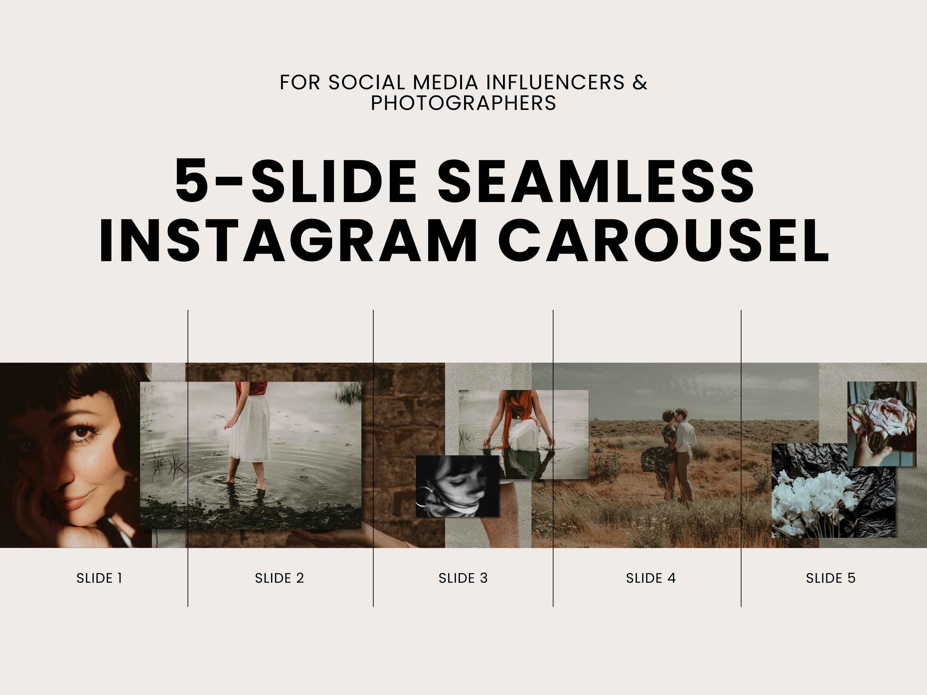 5 Slide Carousel Template | For Social Media Influencers and Photographers | Instagram Carousel | Customizable | Canva | 10 Template