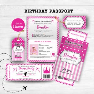 Passport Invitation Template Destination Template Boarding Pass Birthday Invite, Birthday Card, Passport Template, Travel Ticket Luggage Tag