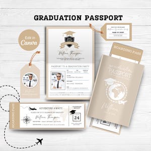 Passport Invitation Template Destination Template Boarding Pass Graduation Invite, Birthday Card, Passport Template, Travel Ticket