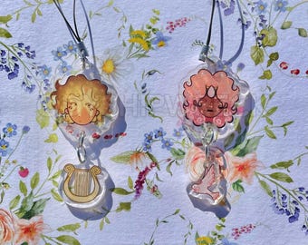 The Iliad inspired: Acrylic Phone Charms/Keychains, Apollo, Aphrodite, Greek mythology gift