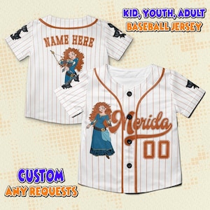 Personalized Disney Princess Baseball Jersey, Disney Princess Merida Baseball Jersey, Personalized Disney Jersey, Gift For Kids Adult Unisex