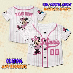 Personalized Disney Princess Baseball Jersey, Disney Princess Minnie Baseball - Personalized Disney Shirt for Kids & Adults Unisex Gift