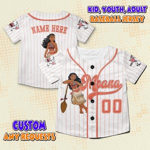 Personalized Disney Princess Baseball Jersey, Disney Princess Moana Baseball Jersey, Personalized Disney Jersey, Gift For Kids Adult Unisex