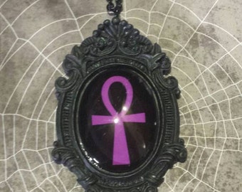 Baroque Victorian setting with Purple Ankh necklace