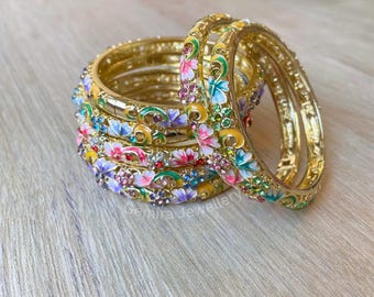 Bracelet Floral En Acier Inoxydable Doré - Jonc Femme - Neuf Sans Emballage