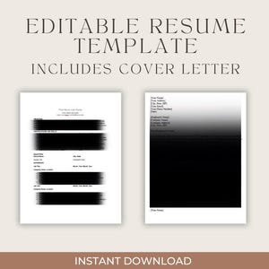 Plantilla de currículum y carta de presentación personalizables: compatible con ATS, fácil de editar, descarga instantánea, diseño profesional para quienes buscan empleo