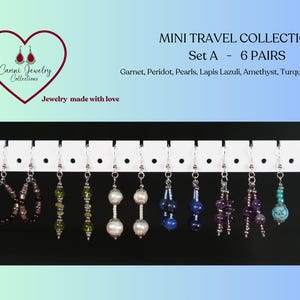 Mehrfaches Ohrring Set! 6 einzigartige Paar edle Edelstein Ohrringe in einer Seidenbeutelchen. Dieses Mini Travel Set A - besticht durch hochwertige Komponenten.