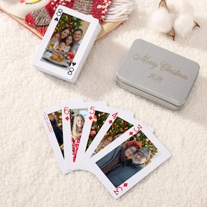 Personalisierte Spielkarten mit personalisierter Box, Deck von Spielkarten, Strumpffüller für Familienfeiern, alles Gute zum Jubiläumsgeschenk