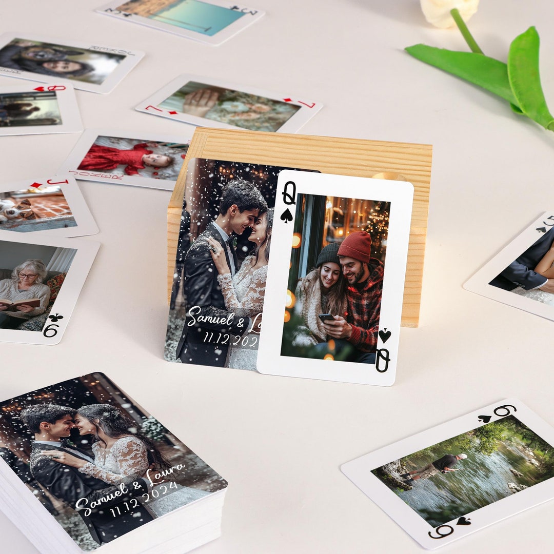 Personalized Photo Playing Cards With Wood Box: Wedding Guestbook ...