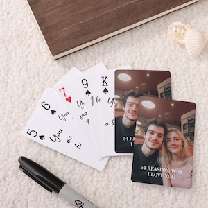 Jubiläumsgeschenk, 54 Gründe, warum ich dich liebe Benutzerdefinierte Kartenspiel, Paar Foto Spielkarten, erster Hochzeitstag, Geburtstagsgeschenk