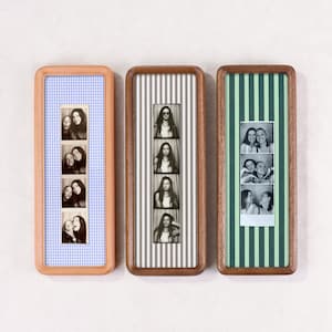 Photobooth Strip Frame with Fabric Mat - Solid Wood, 9 Styles, Gift for Mom and Dad