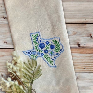 Texas blue tea towel, floral kitchen home gift, decorative towel for kitchen, gift for mother in law, Texas made gifts, houston tea towels