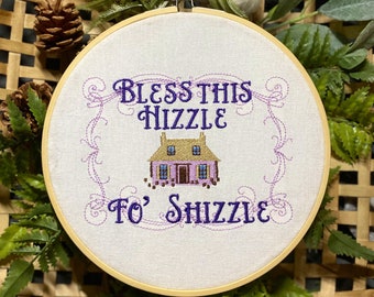 Bless this Hizzle purple accents, new home gift purple decor for house, embroidery hoop art finished, hoop art,  home sweet home