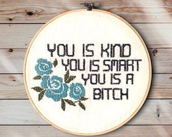 Mature, You is kind embroidery floral decor girl embroidery art finished, wall art kindness, gift funny best friend, birthday gift for her
