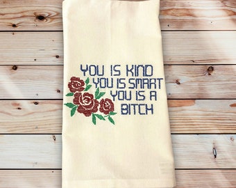 You is kind, red decorative kitchen tea towel, funny new home gift, decorative kitchen towel, red decor for kitchen, best friends birthday
