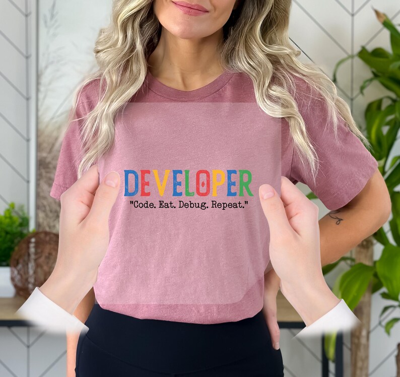 Developer Transfer, Code Eat Debug Repeat Decal, Funny Programmer, Software Developer Gift Iron On Decal, Funny Developer, Coding Humor afbeelding 3