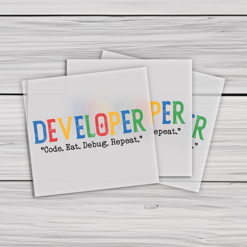 Developer Transfer, Code Eat Debug Repeat Decal, Funny Programmer, Software Developer Gift Iron On Decal, Funny Developer, Coding Humor afbeelding 2