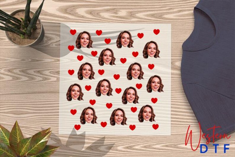 a picture of a woman's face surrounded by hearts