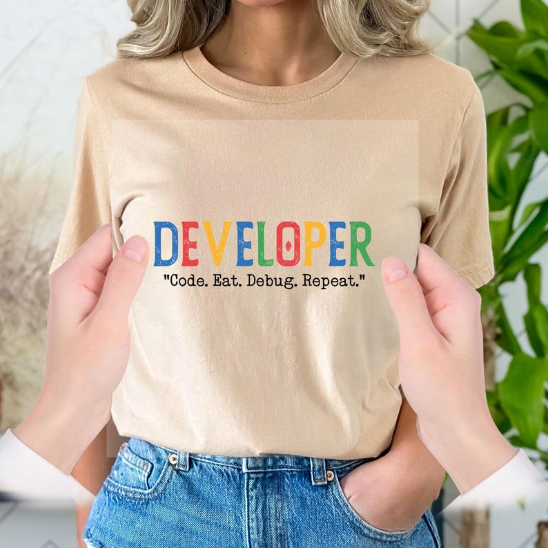 Developer Transfer, Code Eat Debug Repeat Decal, Funny Programmer, Software Developer Gift Iron On Decal, Funny Developer, Coding Humor afbeelding 6