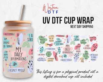 Daily Affirmations UV DTF Sticker: Motivational Decal for Tumblers