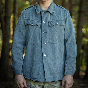 Jaket denim army best sale