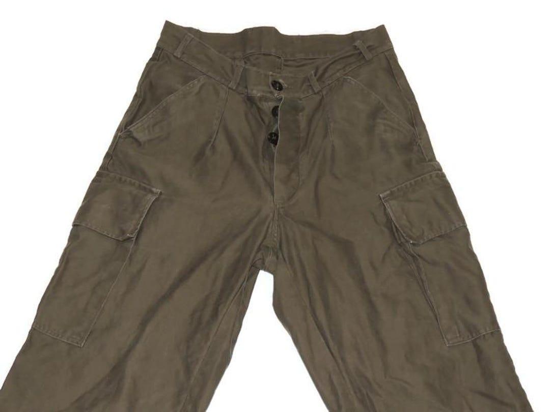 Original Dutch army work pants uniform workwear adjustable trousers zip fly Blue