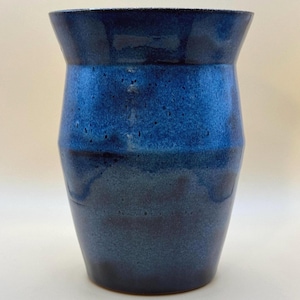 Angular ceramic vase, blue rutile