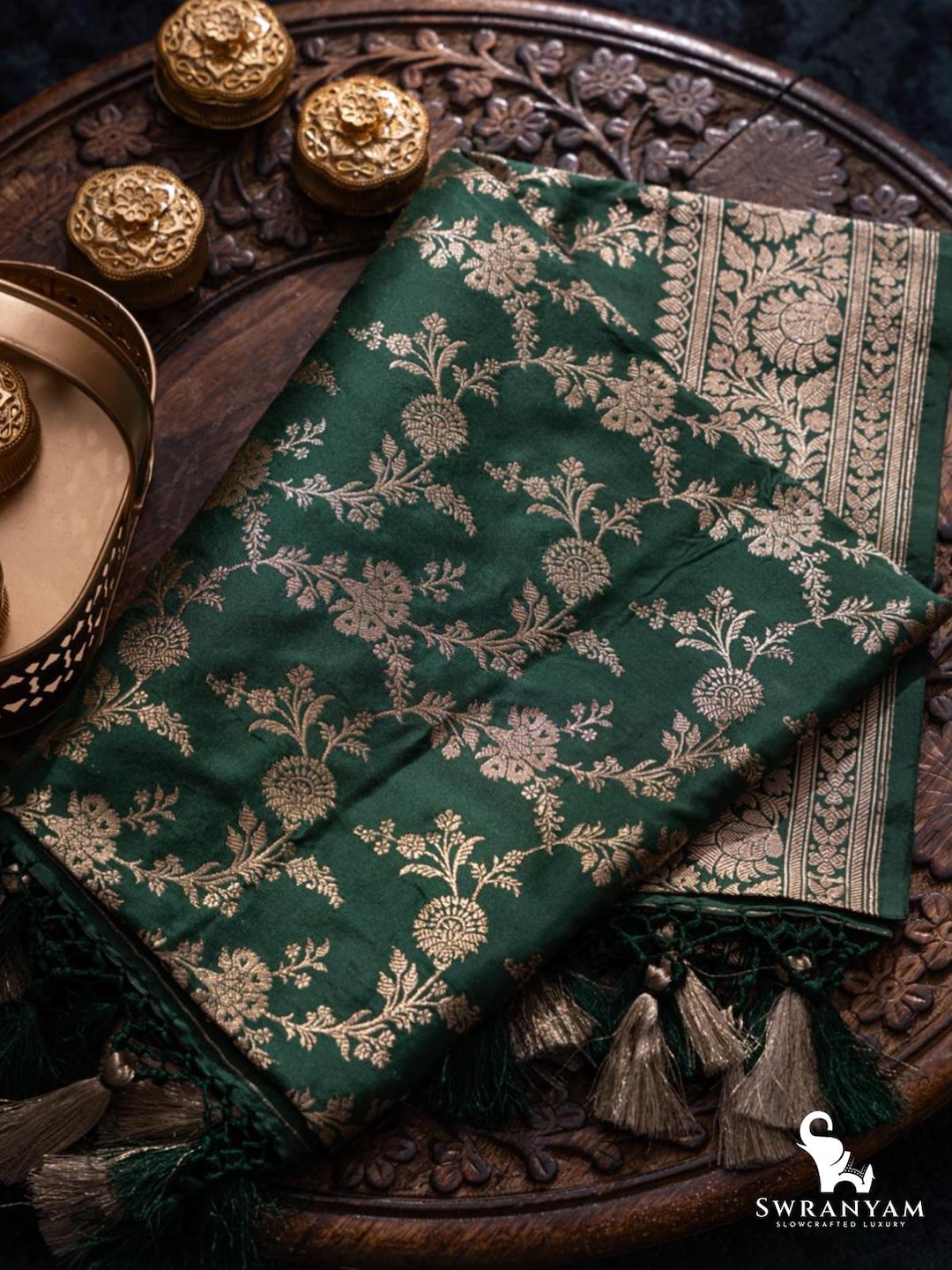 Green and Red Shaded Banarasi Semi-Silk Dupatta with Zari Weave main image 0