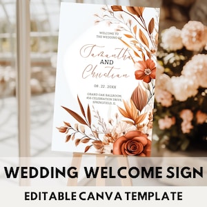 Terracotta Wedding Welcome Sign Editable Pampas Wedding Welcome Sign Template Printable Boho Terracotta Wedding Sign Rust Fall Wedding Sign