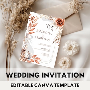 Terracotta Wedding Invitation Template Printable Terracotta Wedding Suite Boho Terracotta Wedding Invitations Boho Wedding Bundle Invitation