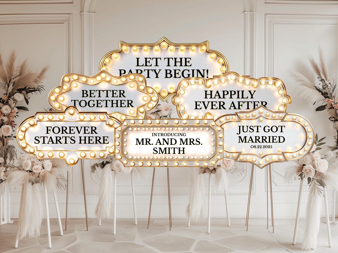 Marquee Sign Examples Wedding Marquee Sign Template Editable Canva Entrance Poster Bottle ...