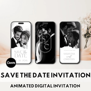 Modello di invito video "Save the Date" Modello di biglietti "Save the Date" Modello digitale "Save the Date" Invito minimalista per matrimonio