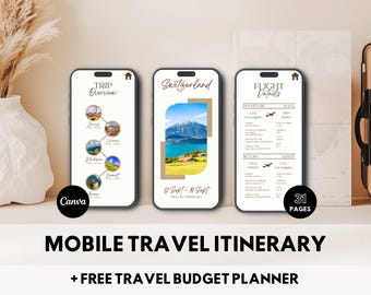 Travel Itinerary Template Canva Travel Planner Editable Traveling Guide Digital Itinerary Travel Organizer Template Trip Vacation Schedule