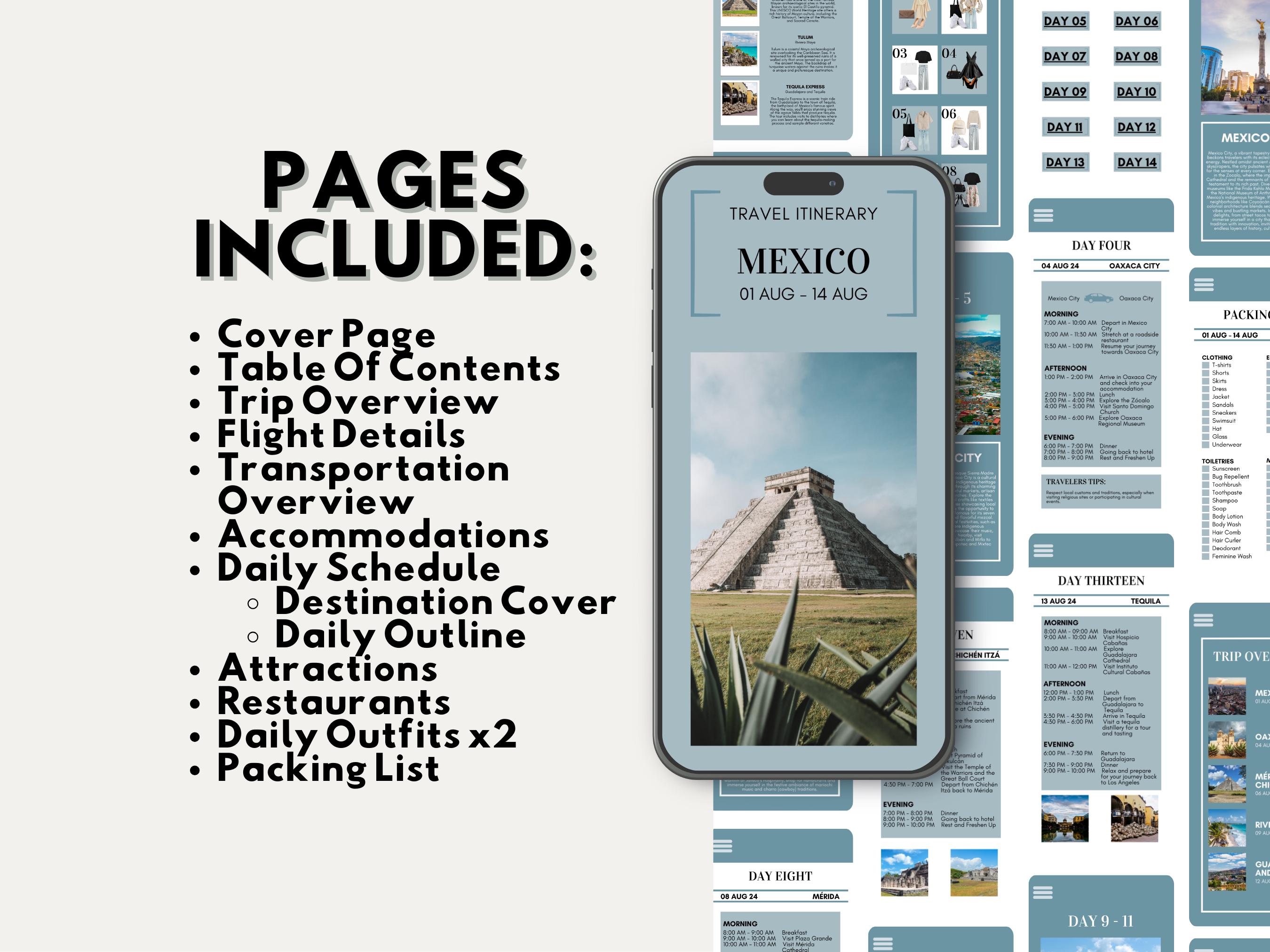 Mobile Travel Itinerary Template Editable Canva Travel Itinerary ...