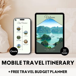 Digital Travel Itinerary Template Canva Travel Planner Editable Mobile Planner Vacation Schedule Travel Itinerary Planner Traveling Guide
