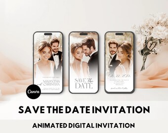 Digital Save the Date Template Editable Minimalist Save the Date E-invite Canva Template Animated Wedding Video Save the Date Invitation