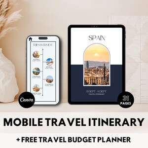 Mobile Travel Itinerary Canva Template Editable Travel Planner Itinerary Trip Template Traveling Guide Digital Itinerary Travel Organizer