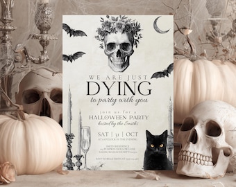Vintage-Halloween-Party-Einladung Canva Vorlage Druckbare Halloween-Party-Einladung für Erwachsene Bearbeitbare Halloween-Einladung Digital