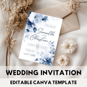 Dusty Blue Hochzeitseinladung Vorlage Dusty Blue Hochzeit lädt ein Printable Blaue Hochzeitseinladung Französisch Blaue Hochzeitseinladung Set