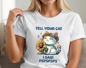 Camiseta con estampado de gato adorable, camiseta divertida de gato, regalo para amantes de las mascotas, ropa para mamás de gatos, camiseta para amantes de los animales