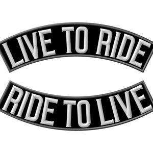 Live to Ride to Live set of 2 Rocker XL iron-on PATCH Aufnäher Parche brodé patche toppa motorcycle rider biker vest jacket Top & Bottom