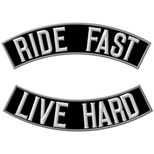 Ride Fast Live Hard set of 2 Rocker XL iron-on PATCH Aufnäher Parche brodé patche toppa motorcycle rider biker vest jacket Top & Bottom